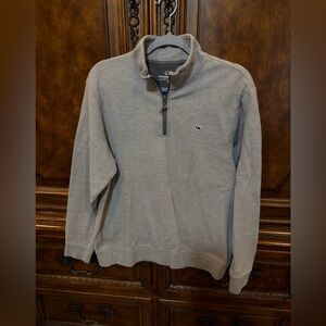 Vineyard Vines Men's Quarter Zip Mock-Turtle Neck Sweater - Gray size M